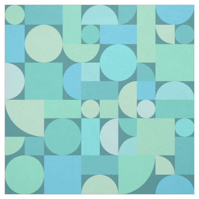 Retro Geometric Art Ocean Turquoise Fabric (Swatch)