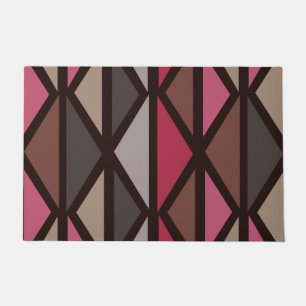 Retro Geometric Art Triangles Black Red Brown Doormat