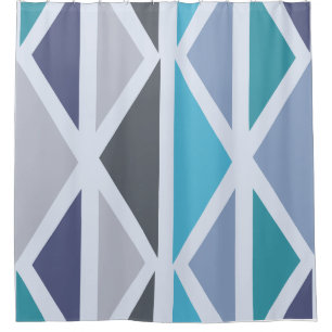 Retro Geometric Art Triangles Turquoise Grey