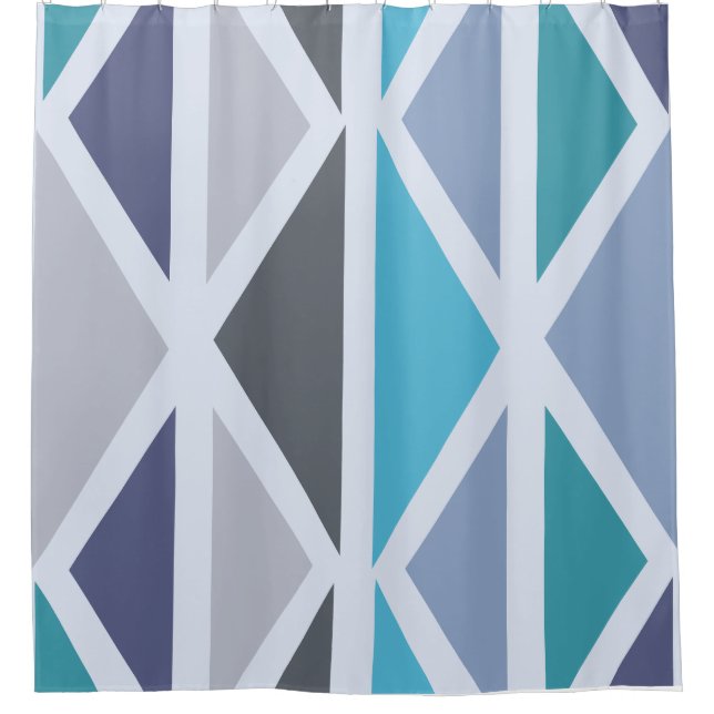 Retro Geometric Art Triangles Turquoise Grey (Front)