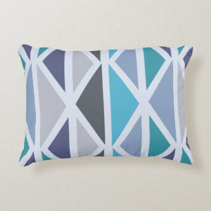 Retro Geometric Art Triangles Turquoise Grey Accent Pillow