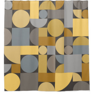 Retro Geometric Art Yellow Grey