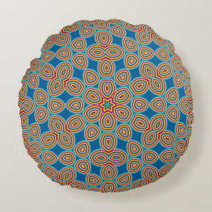Retro Geometric Artistic Abstract Pattern Round Pillow