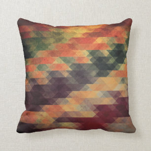 Retro Geometric Bold Stripes Worn Colours Throw Pillow