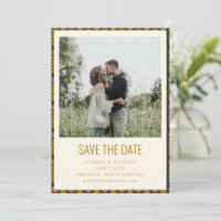 Retro Geometric Botanical Gold Navy Wedding 