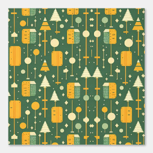 Retro Geometric Christmas Trees Pattern Wallpaper