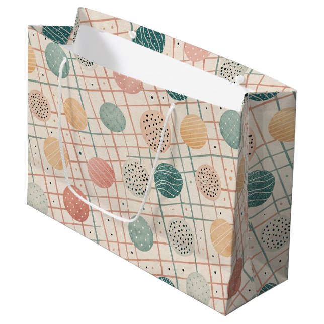 Retro Geometric Circle | Mid-Century Abstract (3) Large Gift Bag (Front Angled)