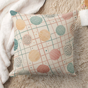 Retro Geometric Circle Mid-Century Abstract (3) Throw Pillow