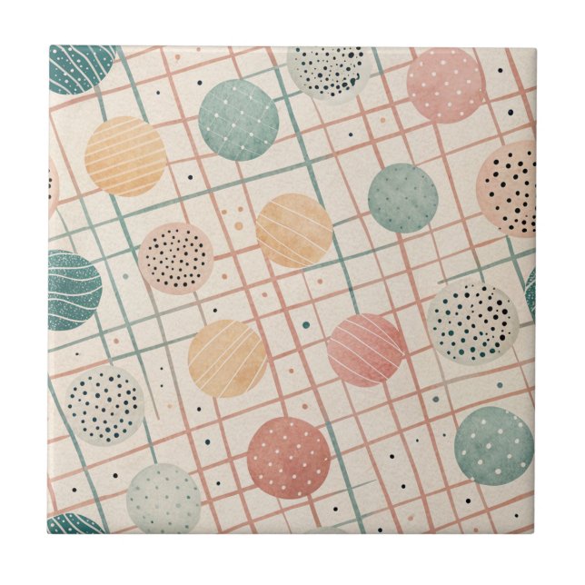 Retro Geometric Circle | Mid-Century Abstract (3) Tile (Front)