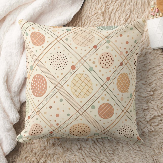 Retro Geometric Circle | Mid-Century Abstract Throw Pillow (Blanket)