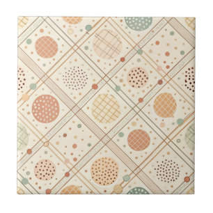 Retro Geometric Circle Mid-Century Abstract Tile