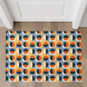 Retro Geometric Circles and Squares Colourful Doormat
