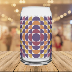 Retro Geometric Circles Can Glass   Mid-Century