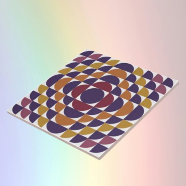 Retro Geometric Circles Ceramic Tile | Modern Art  (Creator Uploaded)