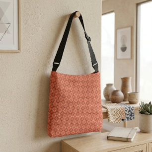 Retro Geometric Circles Grid Pattern Art Crossbody Bag