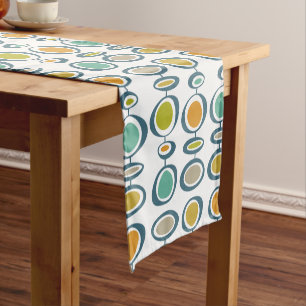 Retro Geometric Circles Mid Century Modern Short Table Runner