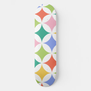Retro Geometric Circles Pattern-Colourful Abstract Skateboard