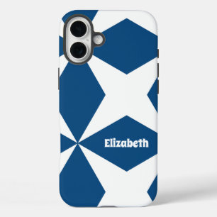 Retro Geometric Classic Navy Blue iPhone 16 Plus Case
