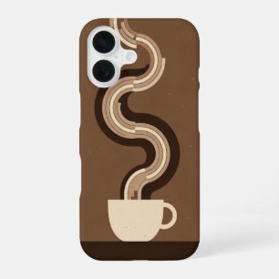 Retro Geometric Coffee Vapour iPhone 16 Case