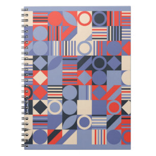 Retro geometric covers set. Bauhaus retro design c Notebook