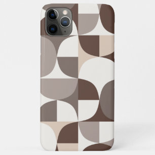 Retro Geometric Curves Pattern - Terra Brown iPhone 11 Pro Max Case
