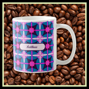 Retro Geometric Design in Pink, Purple and Blue - Coffee Mug
