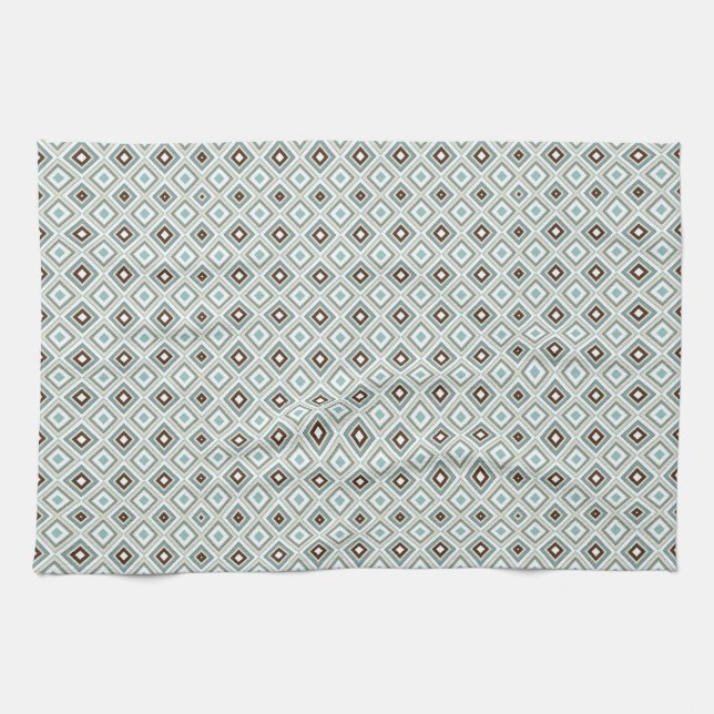 Retro Geometric Diamond Pattern Kitchen Towel (Horizontal)