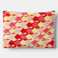 Retro Geometric Diamond Pattern Red, Pink & Yellow