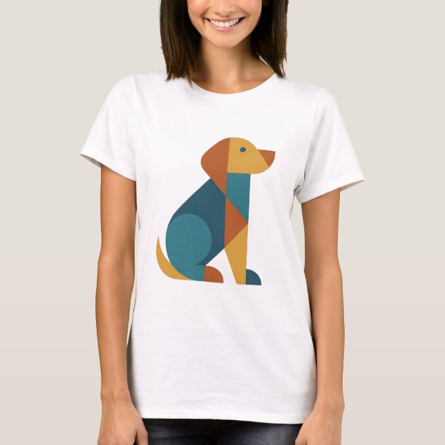 Retro Geometric Dog – Mid-Century Pet Art T-Shirt (Front)