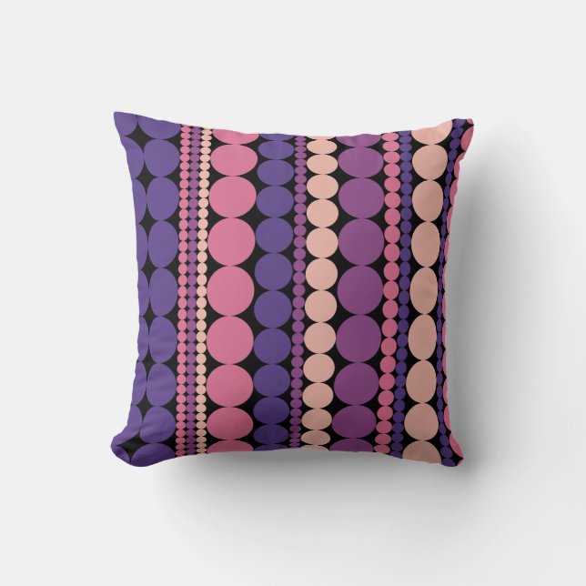 Retro Geometric Dotted Stripes Throw Pillow (Front)