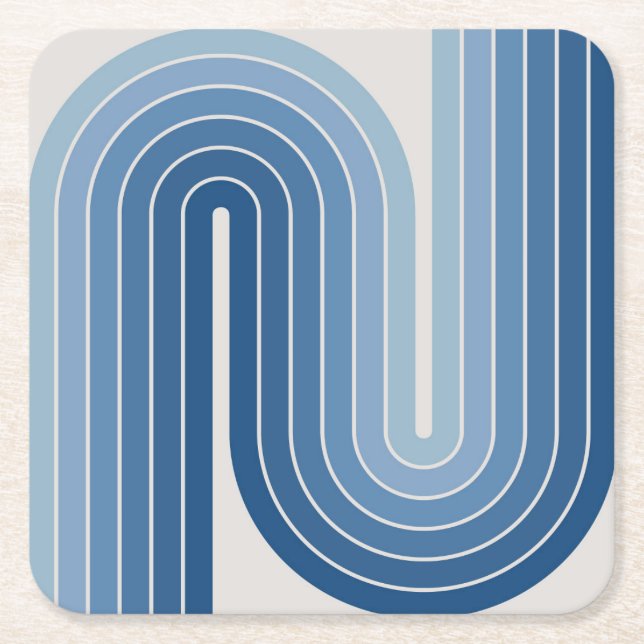 Retro Geometric Double Arch Design Poster Square Paper Coaster (Front)