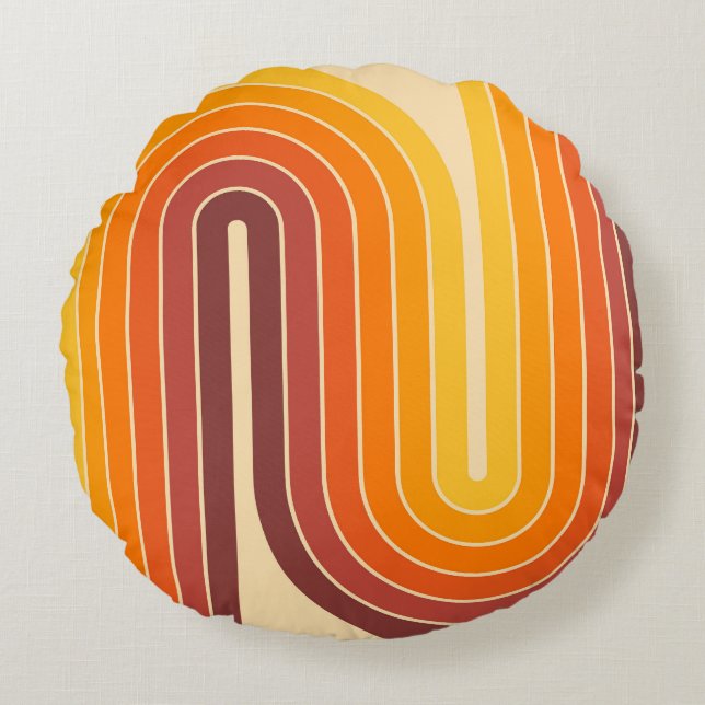 Retro Geometric Double Arch Design Round Pillow (Front)