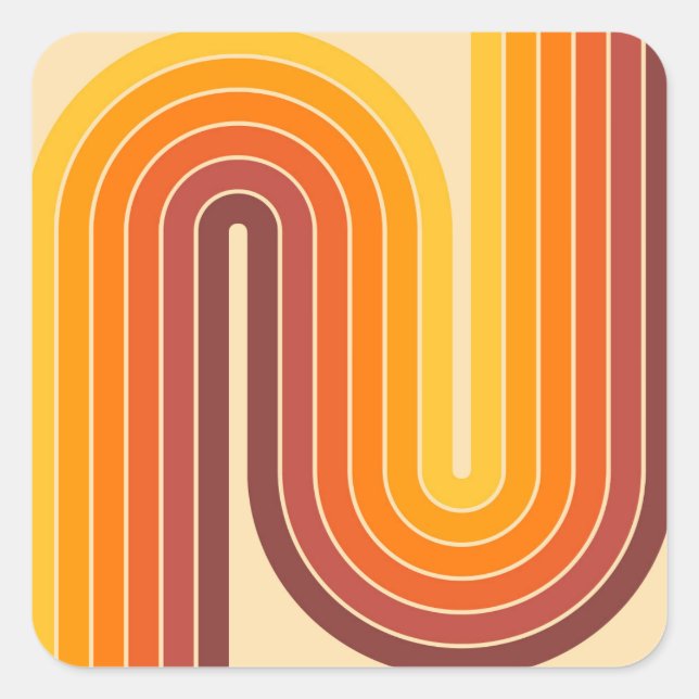 Retro Geometric Double Arch Design Square Sticker (Front)