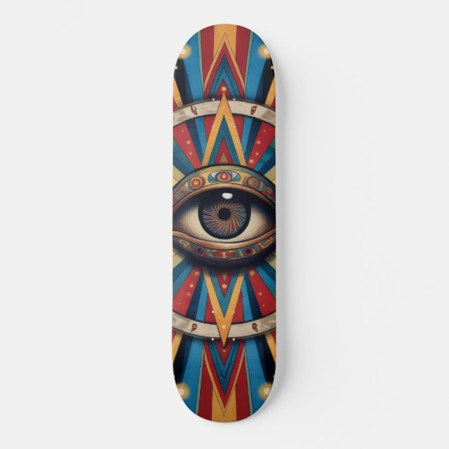 Retro Geometric Evil Eye Skateboard (Front)