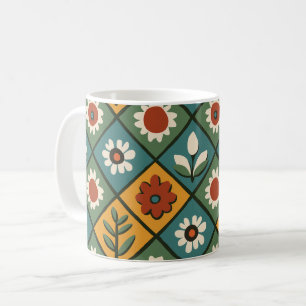 Retro Geometric Floral Mug