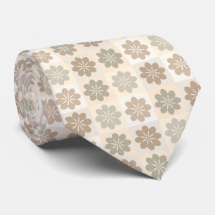 Retro Geometric Floral Pattern Neck Tie