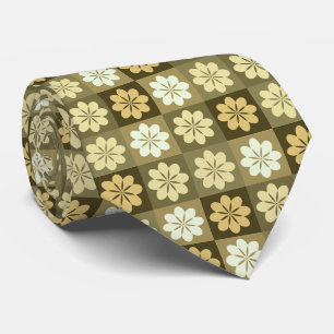 Retro Geometric Floral Pattern Neck Tie