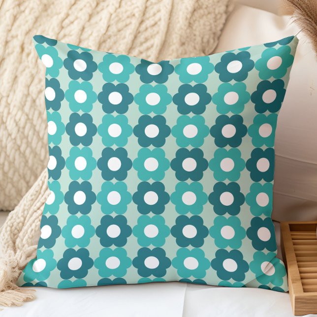 Retro Geometric Floral Pattern Throw Pillow (Creator Uploaded)