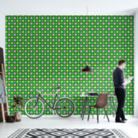 Retro Geometric Flowers in Pink and Green