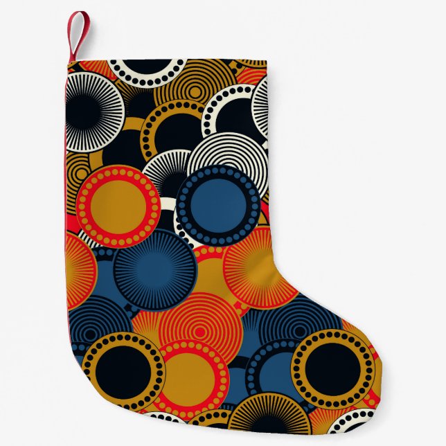 Retro Geometric: Golden Circles Harmony Small Christmas Stocking (Front)