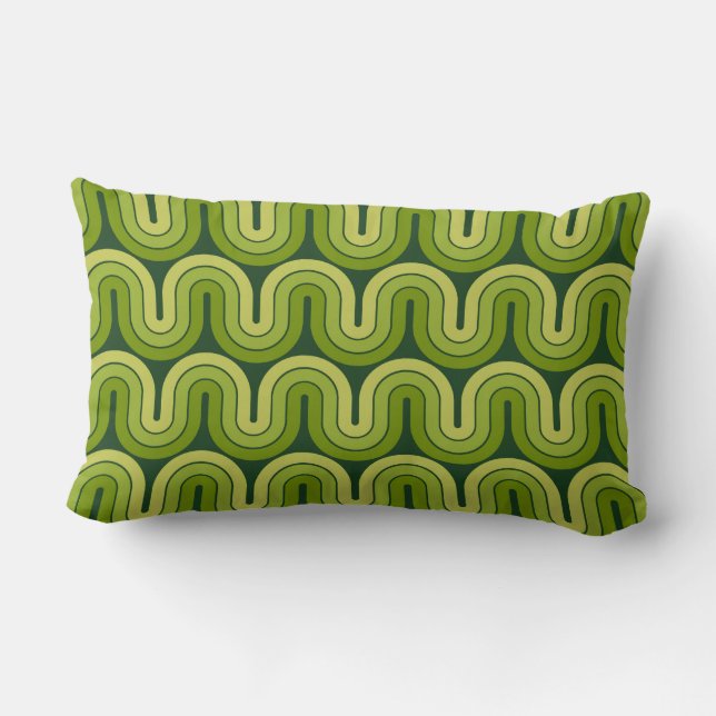 Retro Geometric Gradient Wave Design Lumbar Pillow (Back)