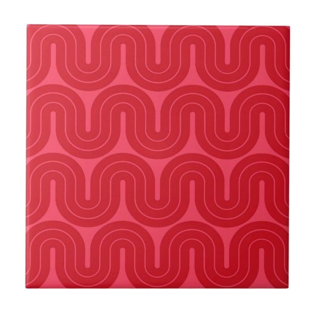 Retro Geometric Gradient Wave Design Tile (Front)