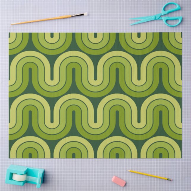 Retro Geometric Gradient Wave Design Tissue Paper (Craft)
