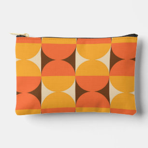 Retro Geometric Half Square and Circle Pattern Accessory Pouch