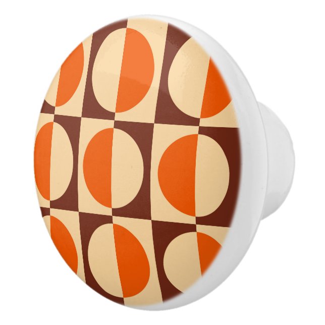 Retro Geometric Half Square and Circle Pattern Ceramic Knob (Right)