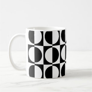 Retro Geometric Half Square and Circle Pattern Coffee Mug