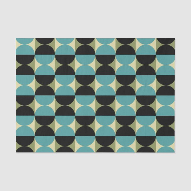 Retro Geometric Half Square and Circle Pattern Tissue Paper (Front)