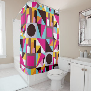 Retro Geometric Hot Pink Black Wild Pattern Design