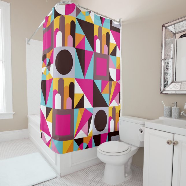 Retro Geometric Hot Pink Black Wild Pattern Design (In Situ)