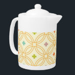 Retro Geometric Interlocking Circle Pattern<br><div class="desc">Delicate and feminine are the words that come to mind as you look upon this classic retro abstract geometric interlocking circle pattern in orange with beige background and it's colourful beautiful tiny jewel toned flowers that is oh so mid-century modern and super cute as well. This minimalist geometric interlocking circle...</div>